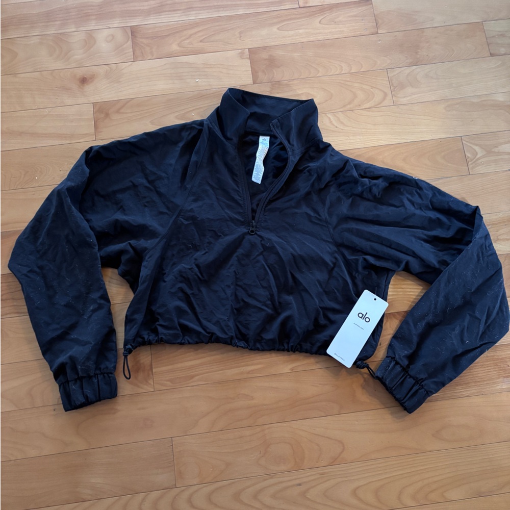 ALO Yoga Black Cropped Hoodie